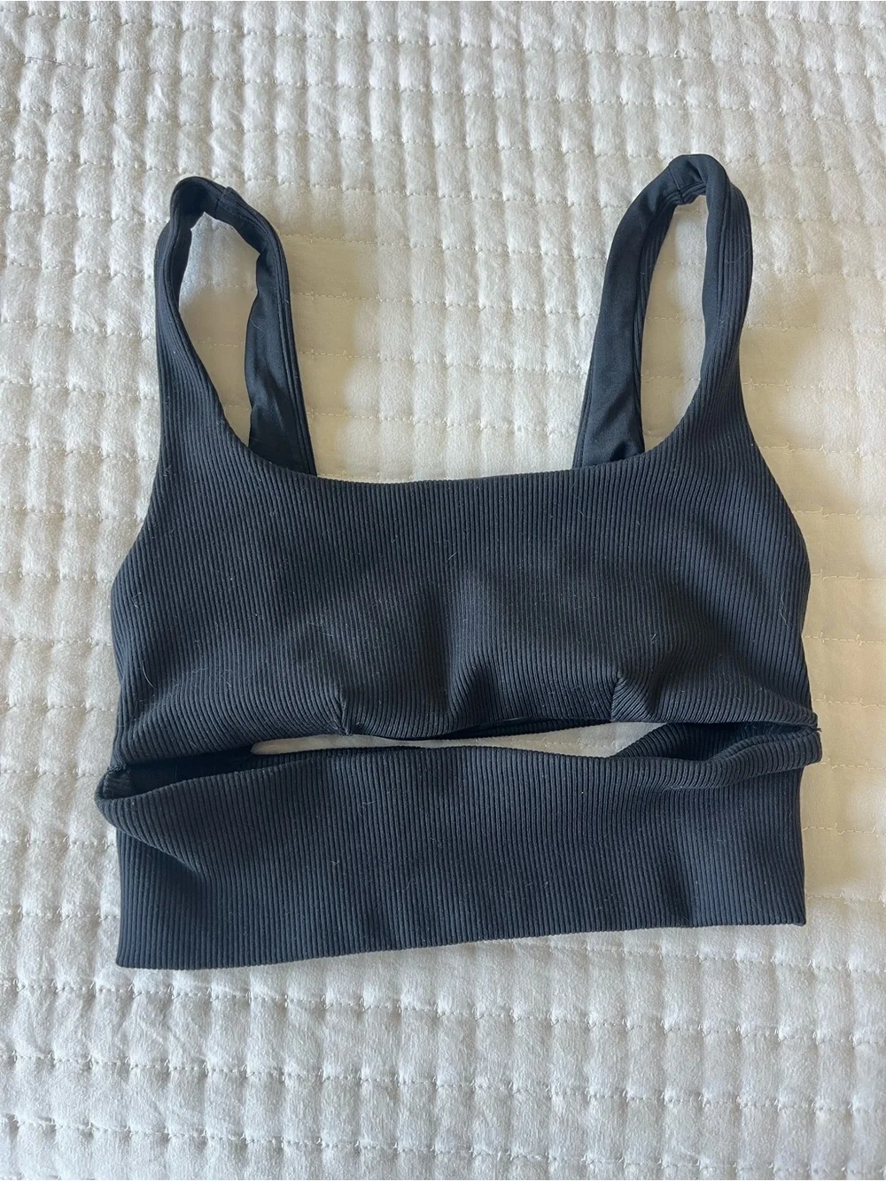ALO Yoga Black Ribbed Cutout Tank / Sports Bra XS